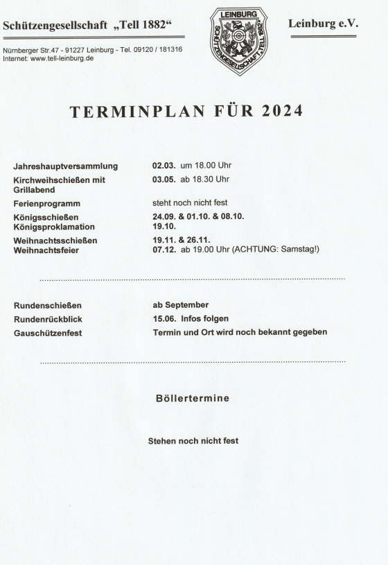 Terminplan 2024